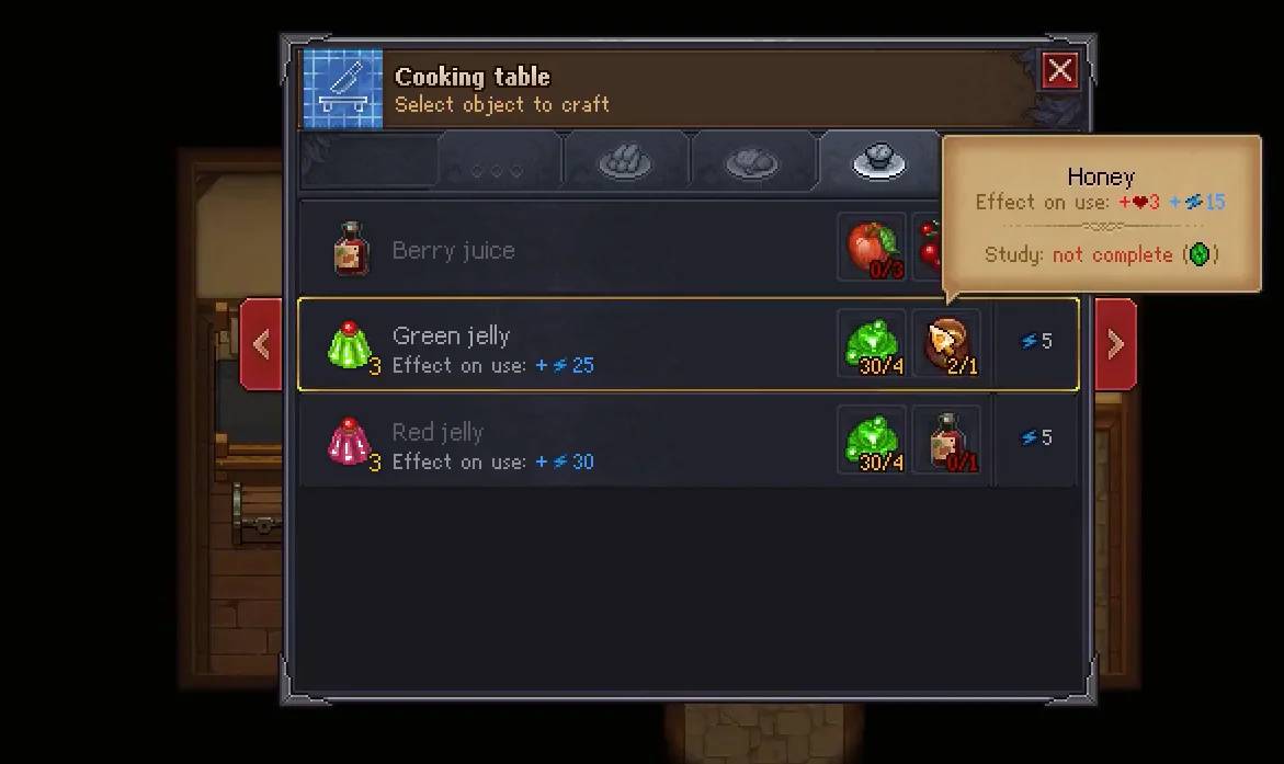 Recipe menu at the Kitchen Table