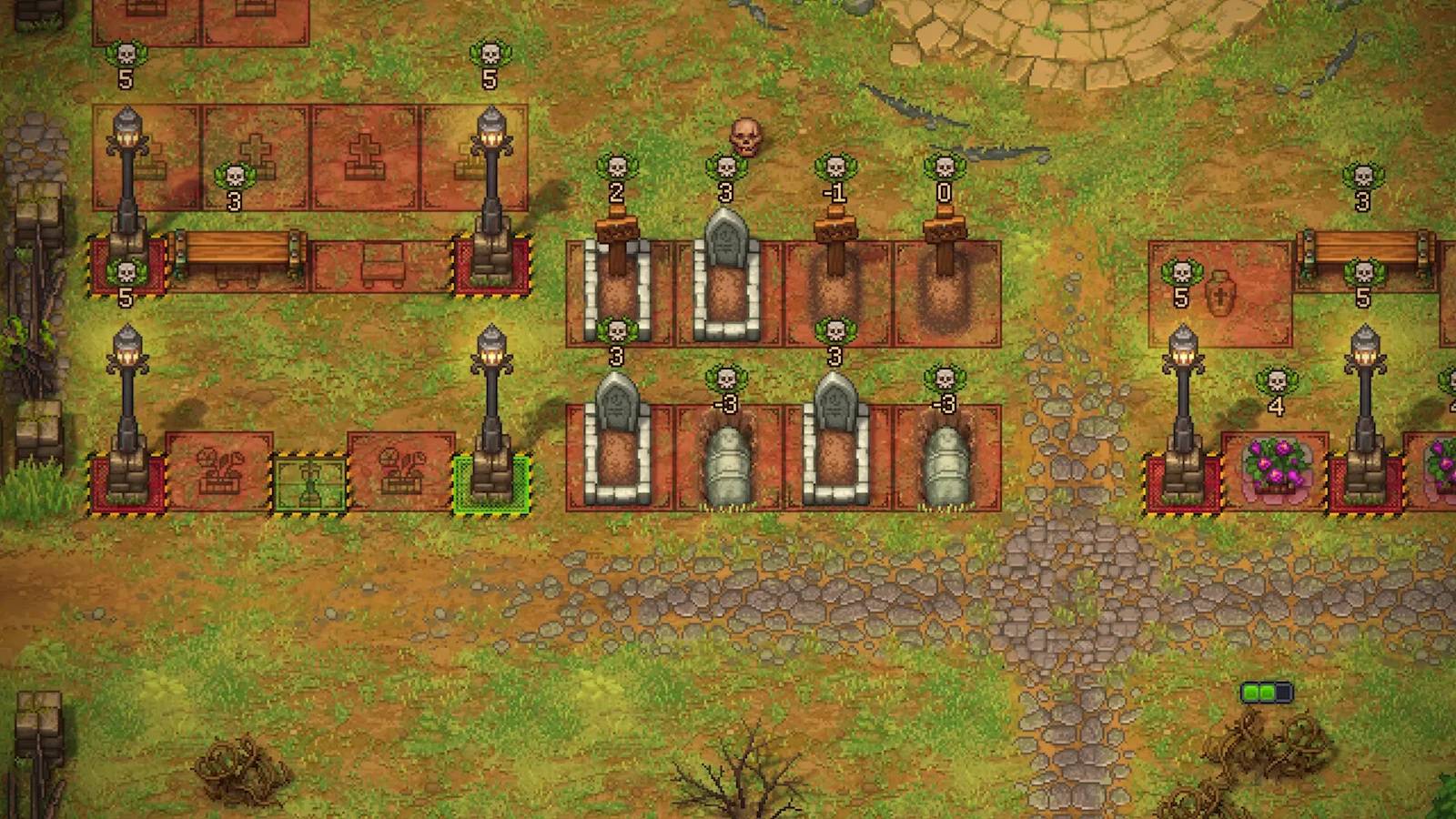 Completed grave modules and visible grave quality ratings