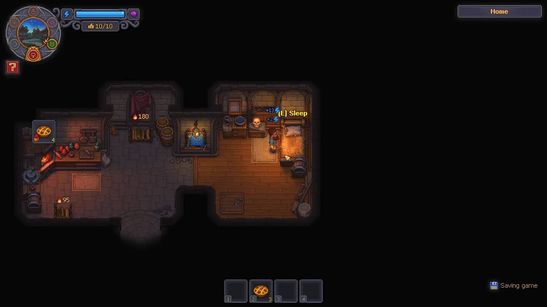 Bed interaction and saving indicator inside the house